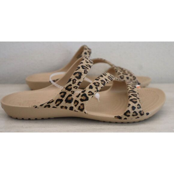 Crocs 206894-90L Women's Sz 8 Gold Kadee II Leopard Print Flip Flops Sandals - Picture 5 of 7